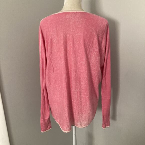 Maje Silk Cashmere Long Sleeve thin Crew Neck Pullover Sweater Pink One Size - Picture 2 of 10
